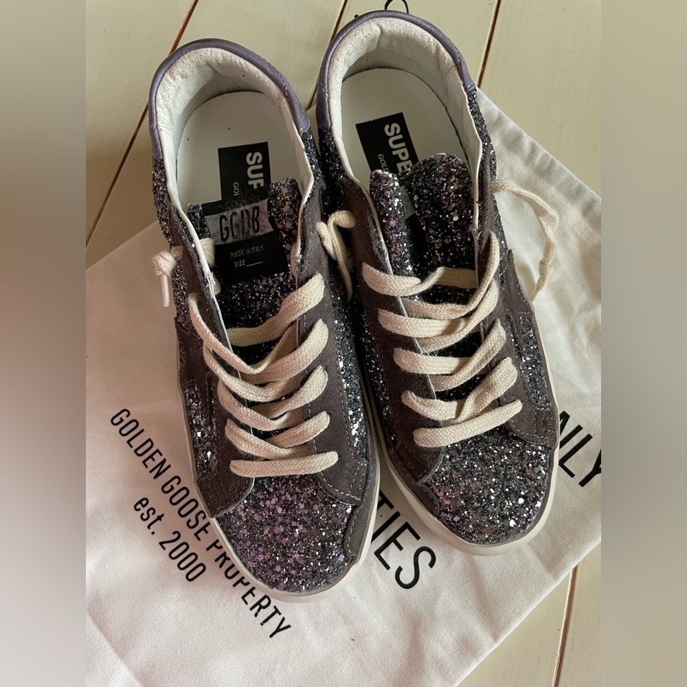 Golden Goose Super Star Low Top Sneaker - Glitter Sparkle - Size 8 - Brand New - Picture 5 of 16